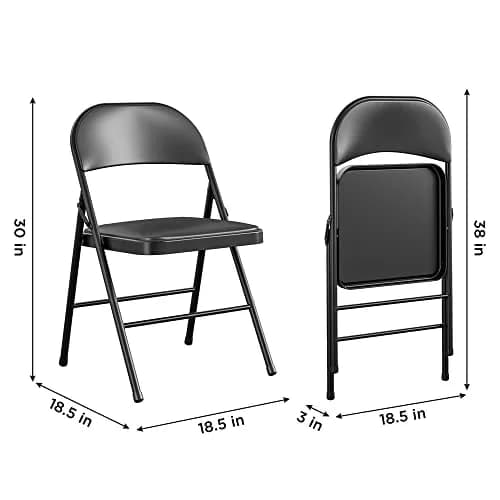 Cosco Vinyl Folding Chair 4 Pack Black | Compact, Heavy-Duty, Easy Storage thumbnail 4