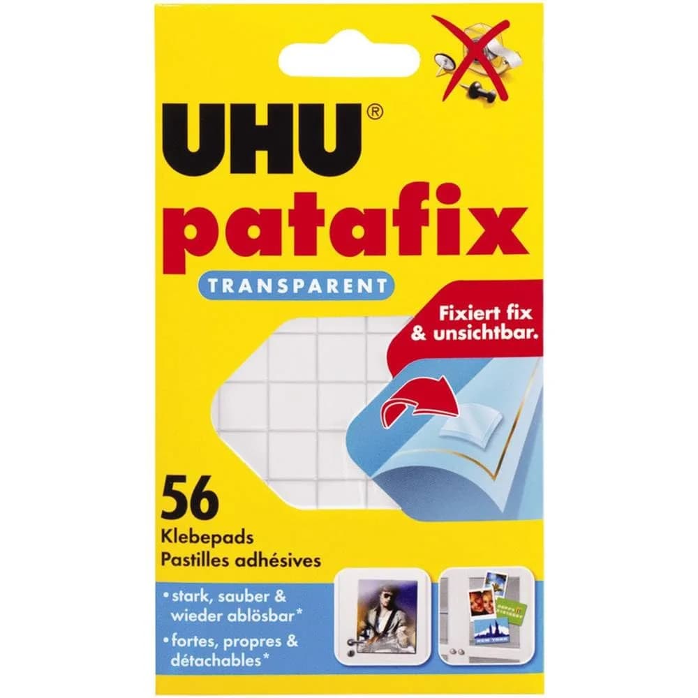 UHU Patafix Transparent Double-Sided Adhesive Pads | 56 Pads for Crafts & Art Projects