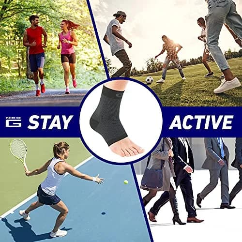 Neo-G Airflow Ankle Compression Sleeve | Support for Weak Ankles & Tendonitis, Breathable, Lightweight, Black, L thumbnail 4