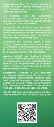 Bio Nutrition Moringa Liquid 4 Fl Oz | Liquid Herbal Supplement for Daily Wellness thumbnail 5