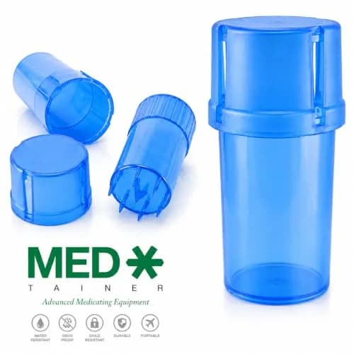 Medtainer Translucent Blue Large 2-in-1 Storage Container with Built-In Grinder (15.8 cm x 6.9 cm x 4.7 cm) | Airtight Watertight Medical-Grade Plastic thumbnail 6