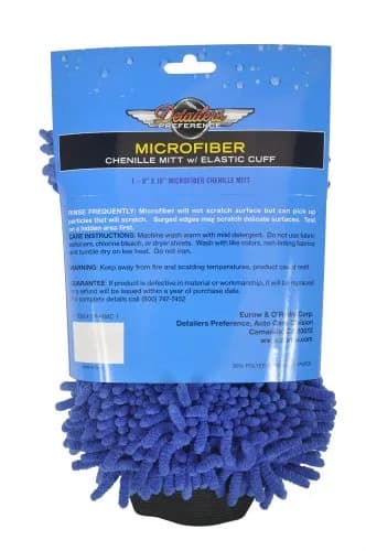 Detailer's Preference Double-Sided Chenille Microfiber Wash Mitt | Scratch-Free, Absorbent, Reusable, Blue thumbnail 3