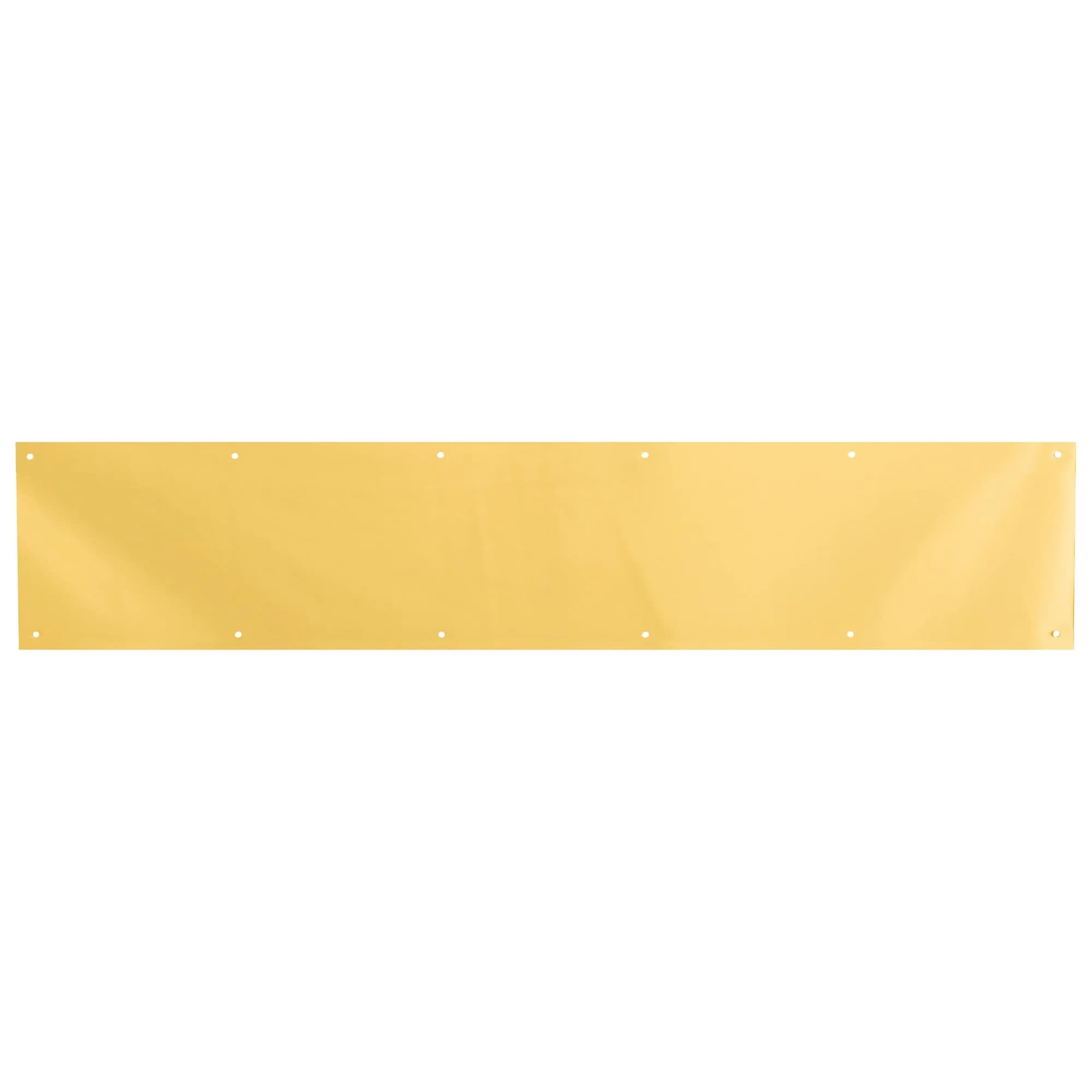 Prime-Line J 4703 6 in. x 34 in. Aluminum Door Kick Plate | Polished Brass Finish, Pre-Punched Mounting Holes — brite brass