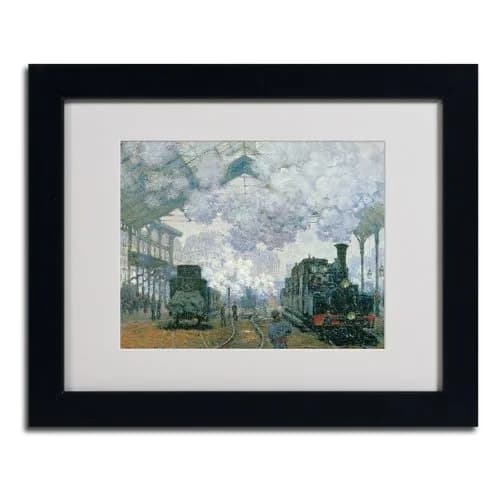 Trademark Fine Art Gare Saint-Lazare Arrival of a Train by Claude Monet Canvas Wall Artwork, Black Frame, 11 x 14-Inch thumbnail 2