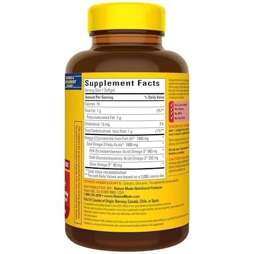 Nature Made Burp Less Ultra Omega 3 Fish Oil 1400mg Softgels, 90 Count | Supports Heart, Brain & Eye Health thumbnail 8