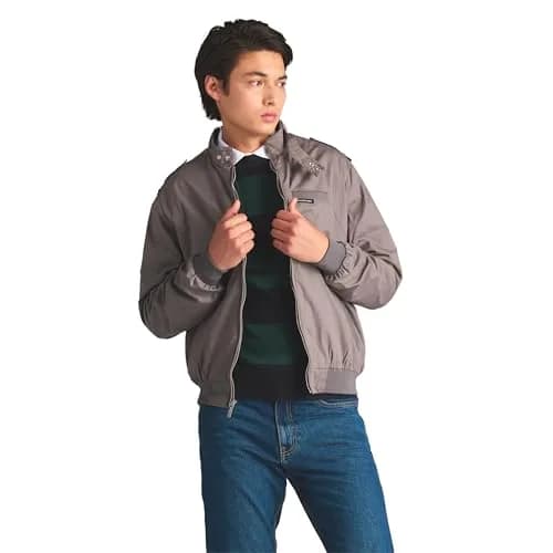 Members Only Classic Iconic Racer Slim Fit Windbreaker Jacket (Grey, Medium) | Water-Resistant Year-Round thumbnail 4