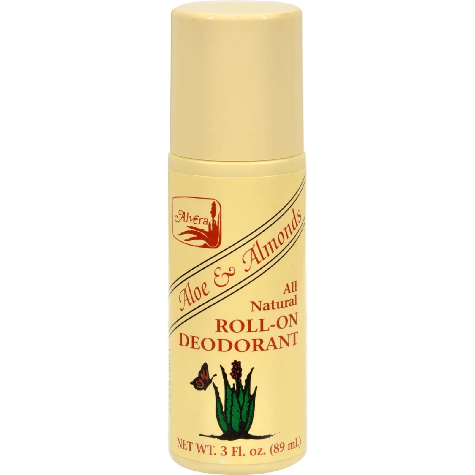 Alvera All Natural Roll-On Deodorant Aloe & Almonds 89 ml | Long-Lasting Natural Protection