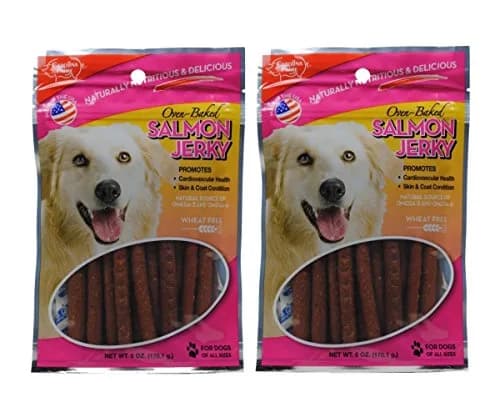 Carolina Prime Salmon Jerky Dog Treats 6 Ounce Pack | Wheat-Free, Omega-Rich, Made in USA thumbnail 1