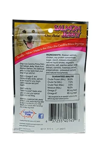 Carolina Prime Salmon Jerky Dog Treats 6 Ounce Pack | Wheat-Free, Omega-Rich, Made in USA thumbnail 2