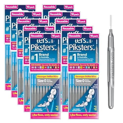 Piksters Interdental Brush Size 0 Grey 100 Pack | ISO 1 for Very Tight Gaps thumbnail 1