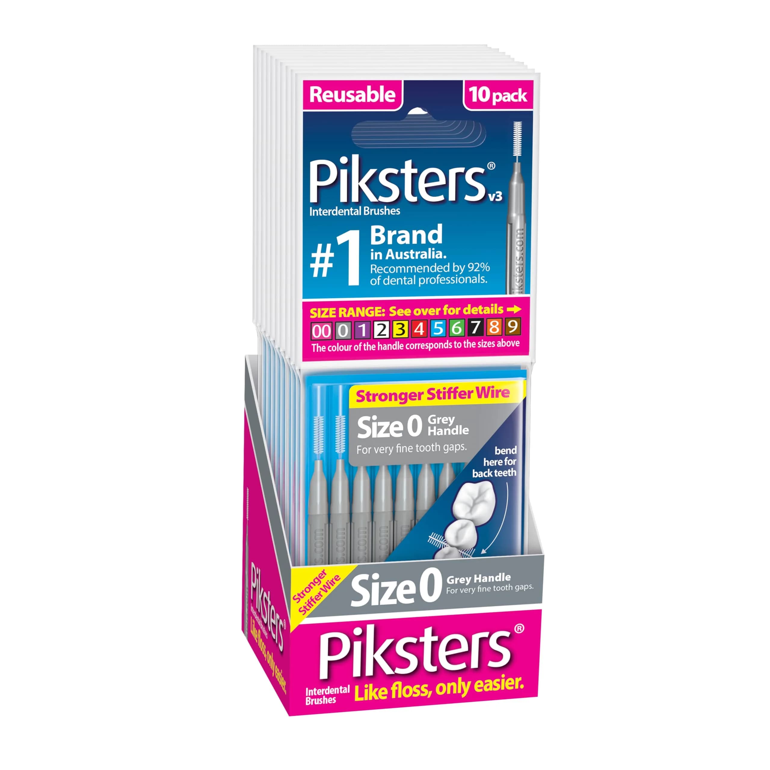 Piksters Interdental Brush Size 0 Grey 100 Pack | ISO 1 for Very Tight Gaps - view 8