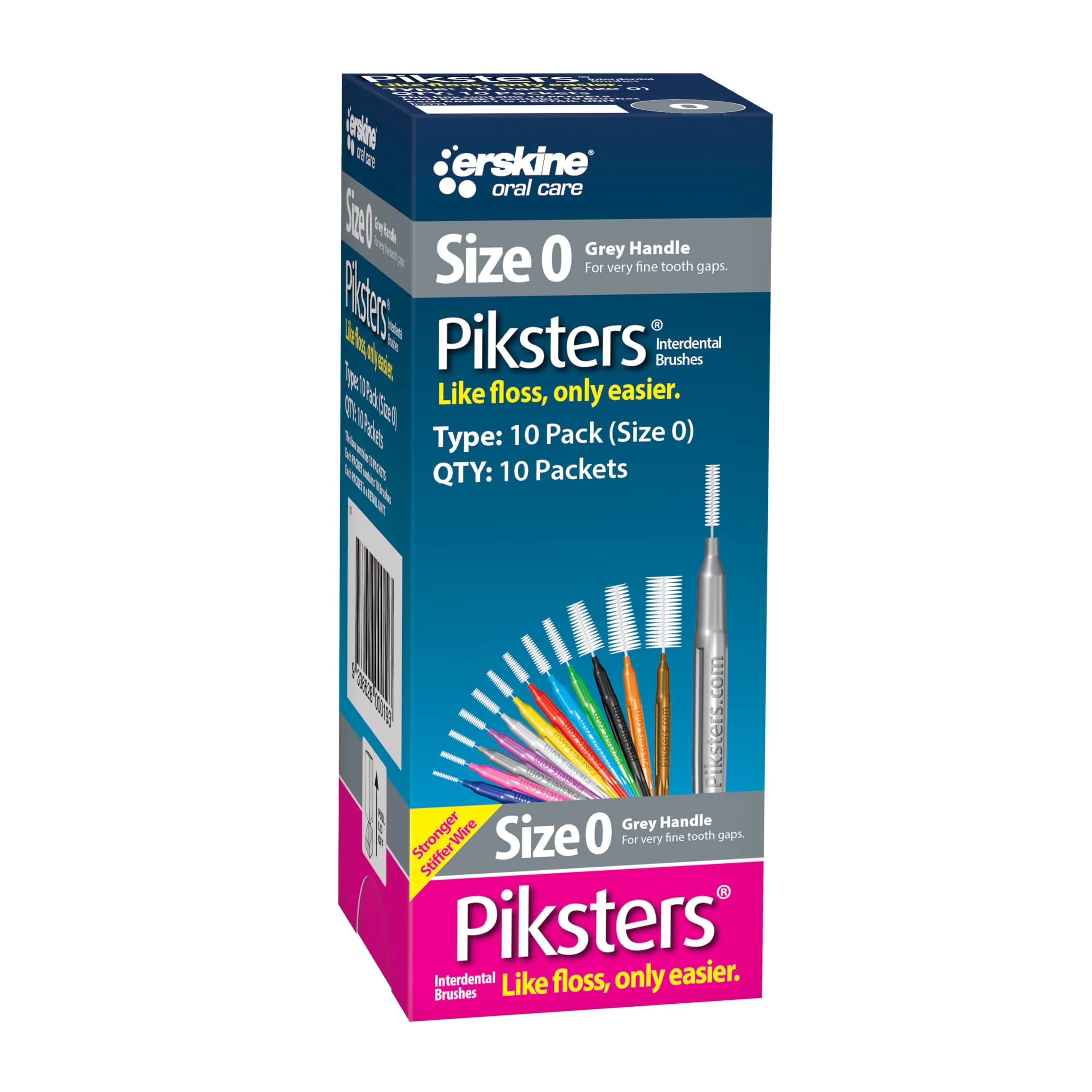 Piksters Interdental Brush Size 0 Grey 100 Pack | ISO 1 for Very Tight Gaps - view 9