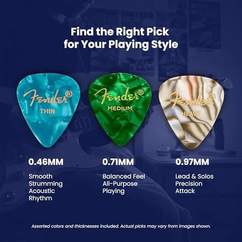 Fender Premium Guitar Picks Sampler 24 Pack | Includes Thin, Medium & Heavy Gauges for Versatile Play thumbnail 3