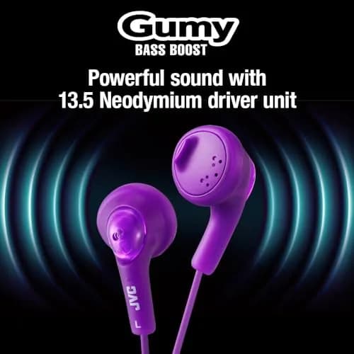 JVC Gumy Earbud Headphones Violet | Powerful Sound with 13.5mm Neodymium Drivers thumbnail 4