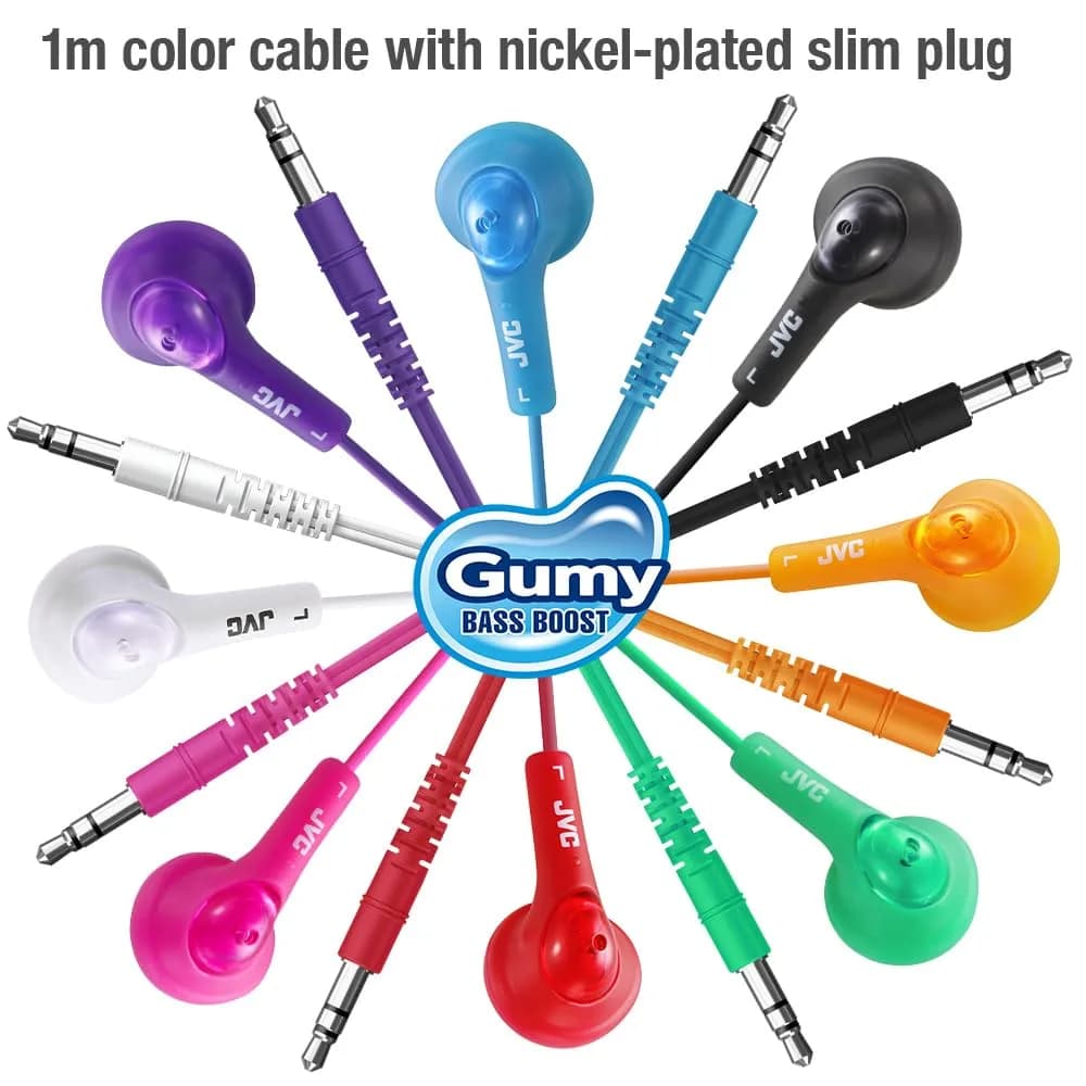 JVC Gumy Earbud Headphones Violet | Powerful Sound with 13.5mm Neodymium Drivers - view 6