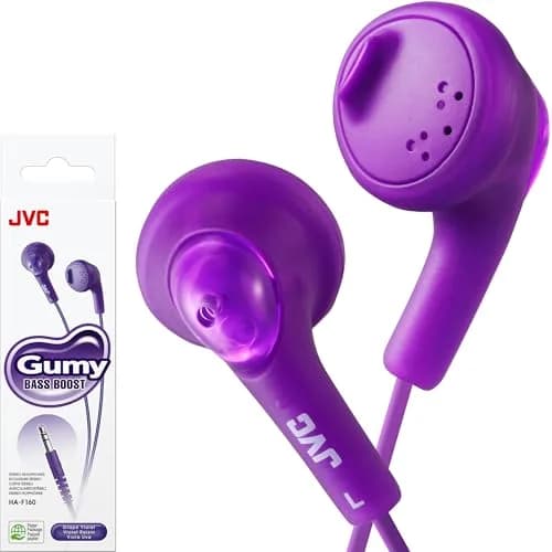 JVC Gumy Earbud Headphones Violet | Powerful Sound with 13.5mm Neodymium Drivers thumbnail 1