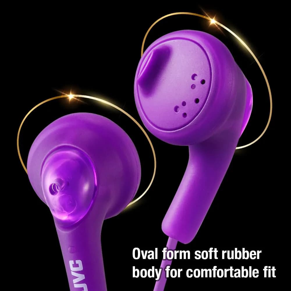 JVC Gumy Earbud Headphones Violet | Powerful Sound with 13.5mm Neodymium Drivers - view 3