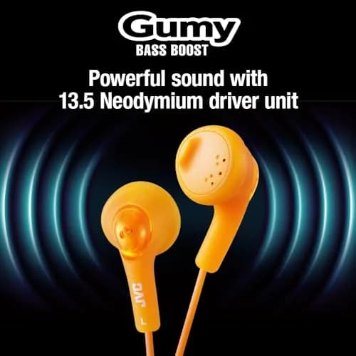 JVC Gumy Ear Bud Headphones Orange | 13.5mm Dynamic Driver, 108dB Sensitivity thumbnail 4