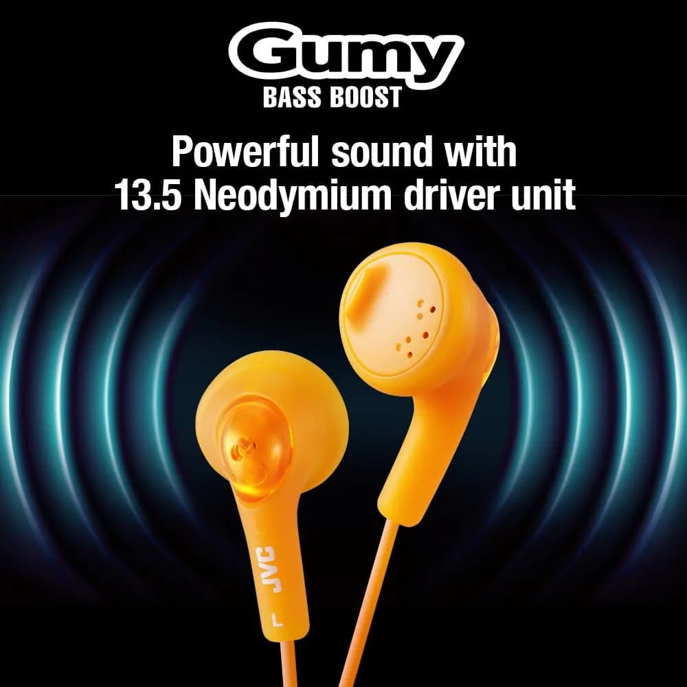 JVC Gumy Ear Bud Headphones Orange | 13.5mm Dynamic Driver, 108dB Sensitivity - view 4