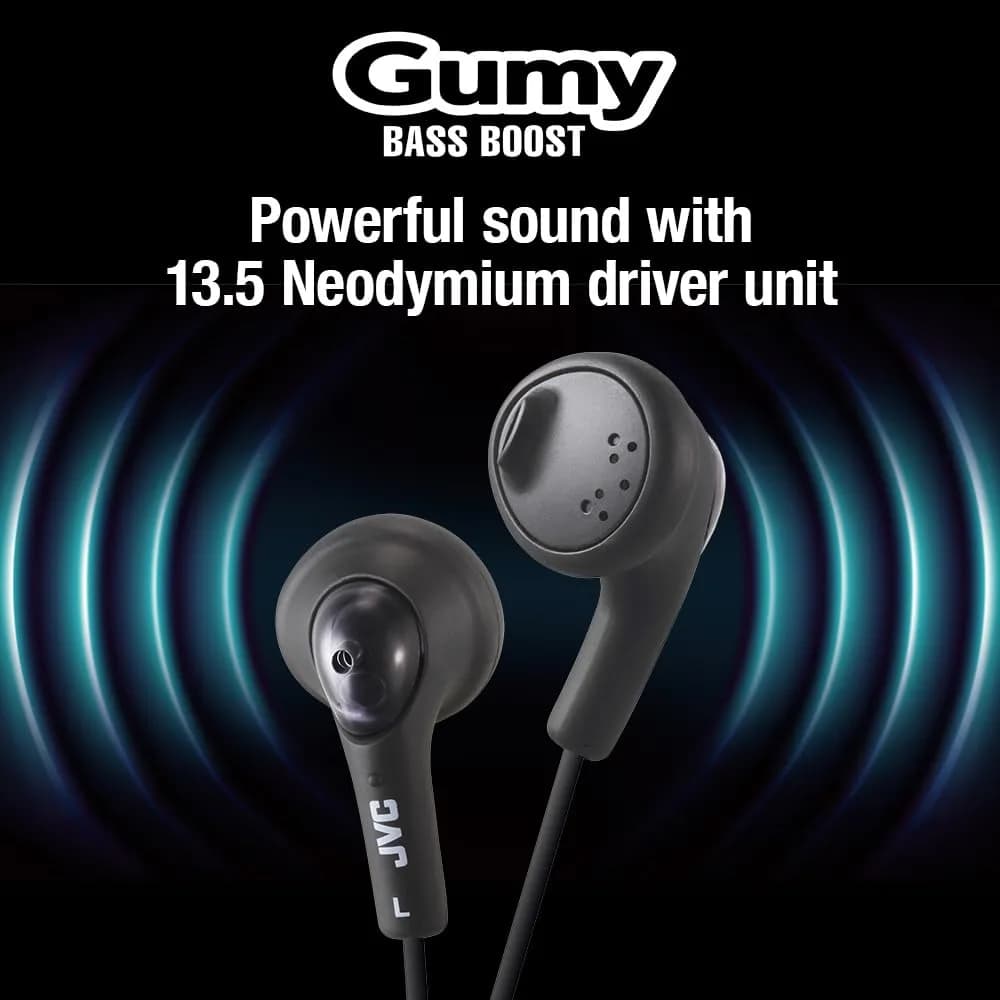 JVC Gumy HAF160B Wired Earbud Headphones 1.0m Cord | Bass Boosted Sound - view 4