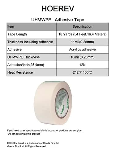 Hoerev UHMW PE Low Friction Tape 3/8" x 18 Yds | Noise Reduction & Surface Protection thumbnail 4