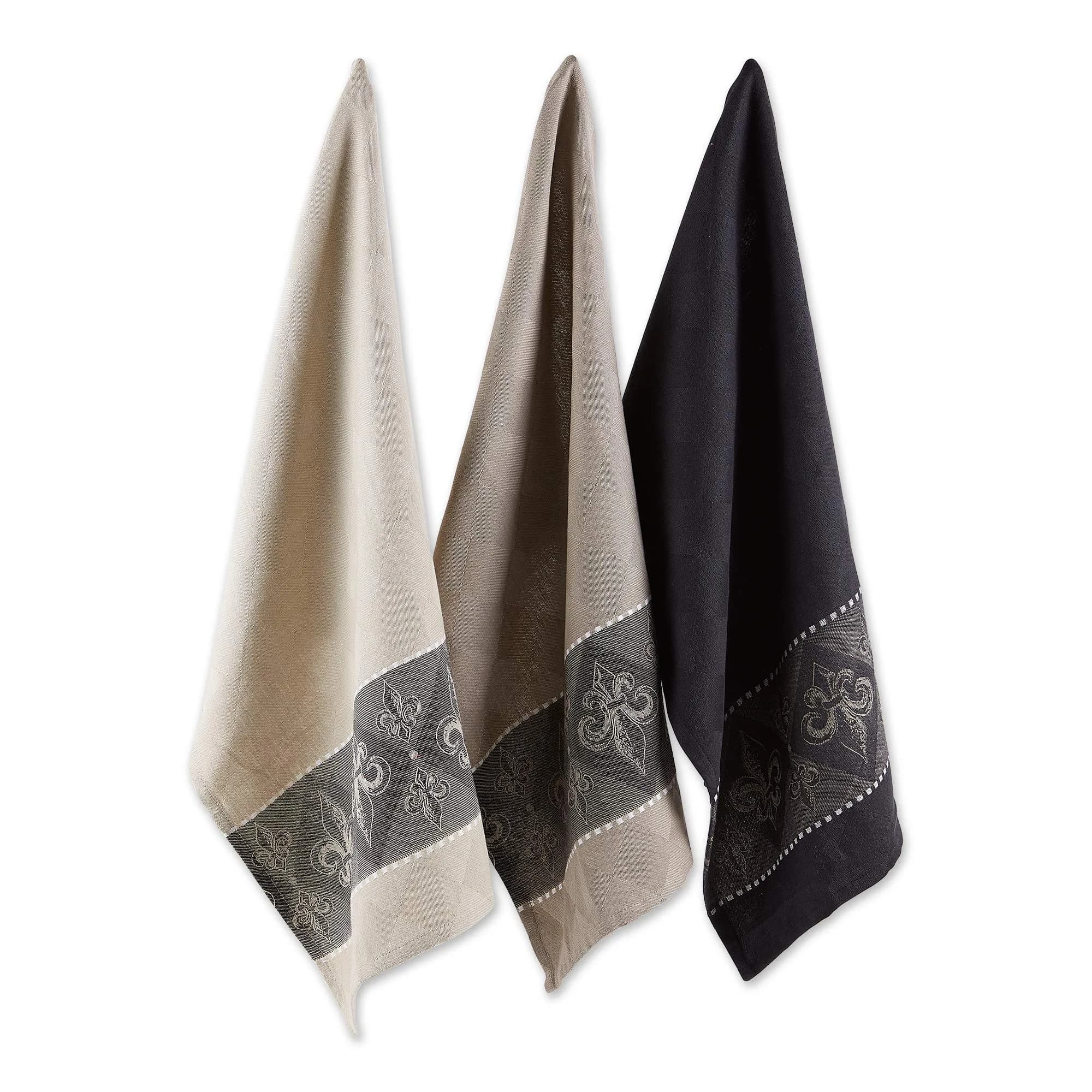 DII Cotton French Jacquard Dish Towels Set of 3 | Elegant Kitchen Decor & Absorbent (70-120 chars) — Country