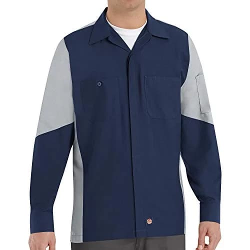 Red Kap Long Sleeve Two-Tone Crew Shirt Navy/Grey Large | Durable Workwear with Comfort (120 chars) thumbnail 1