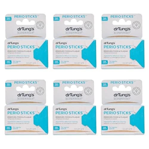drTung's Perio Sticks Dental Floss Picks - Thin, 600 Count (6x100) | Gentle Gum Cleaning & Plaque Removal thumbnail 1