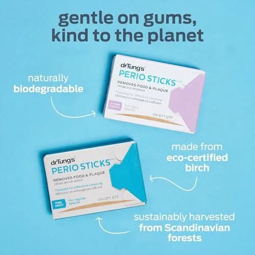 drTung's Perio Sticks Dental Floss Picks - Thin, 600 Count (6x100) | Gentle Gum Cleaning & Plaque Removal thumbnail 3
