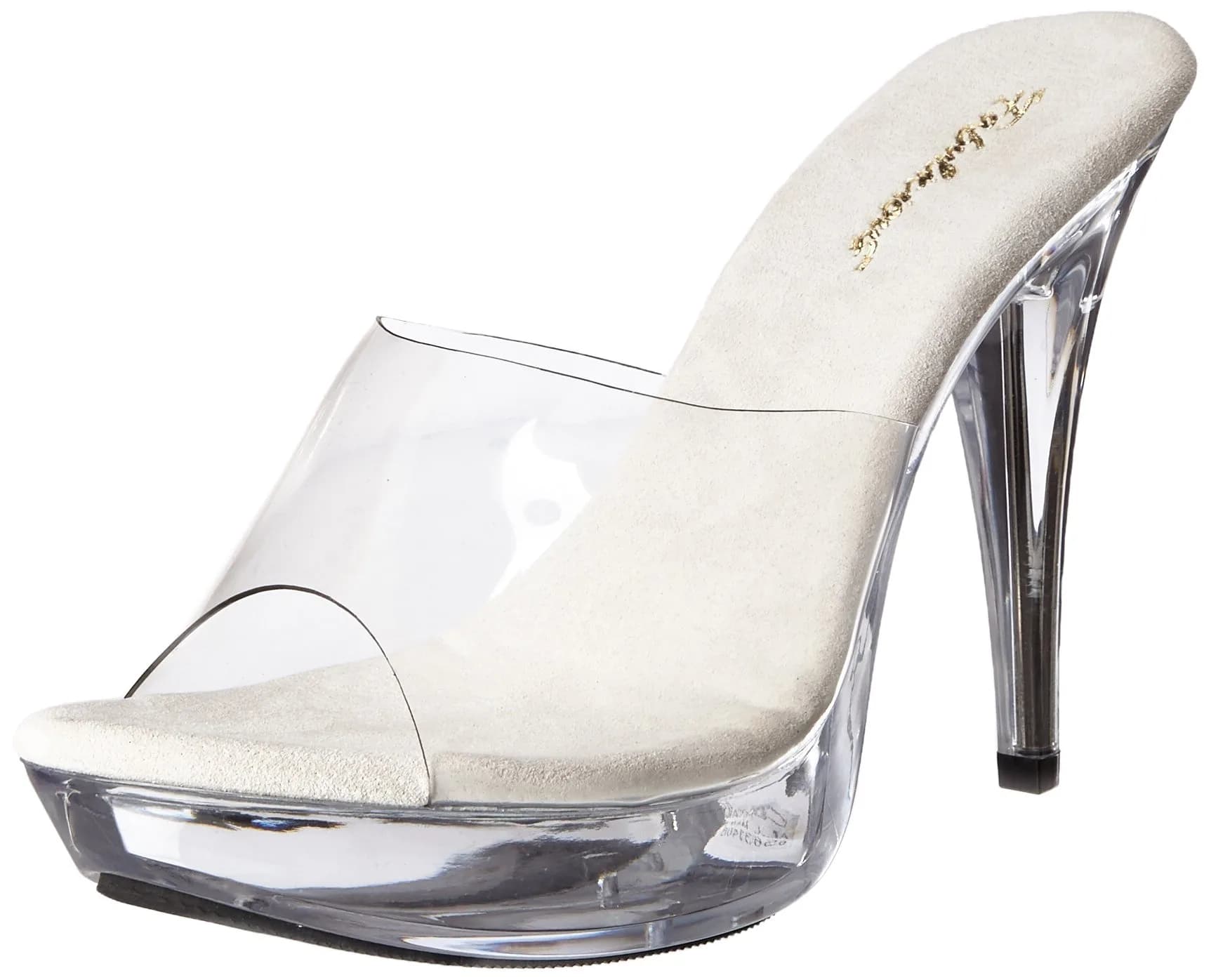 Fabulicious Women's Cocktail-501 Platform Slide Clear/Clear | 5" Heel & 1" Platform for Special Occasions