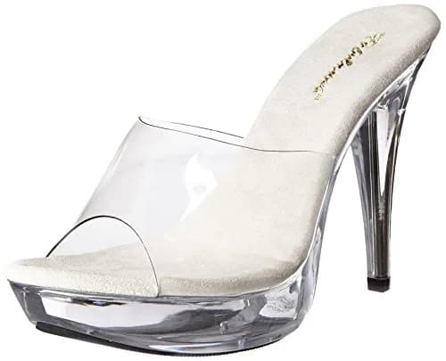 Fabulicious Women's Cocktail-501 Platform Slide Clear/Clear | 5" Heel & 1" Platform for Special Occasions thumbnail 1
