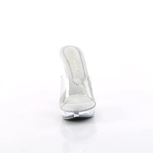 Fabulicious Women's Cocktail-501 Platform Slide Clear/Clear | 5" Heel & 1" Platform for Special Occasions thumbnail 2