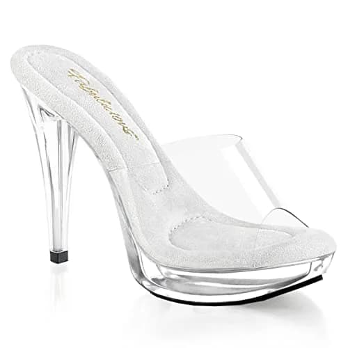 Fabulicious Women's Cocktail-501 Platform Slide Clear/Clear | 5" Heel & 1" Platform for Special Occasions thumbnail 5