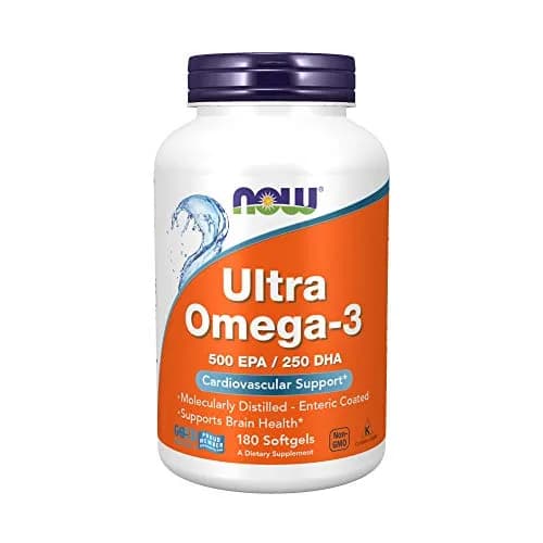 NOW Foods Ultra Omega-3 500 EPA/250 DHA 180 Softgels | Supports Brain & Heart thumbnail 1