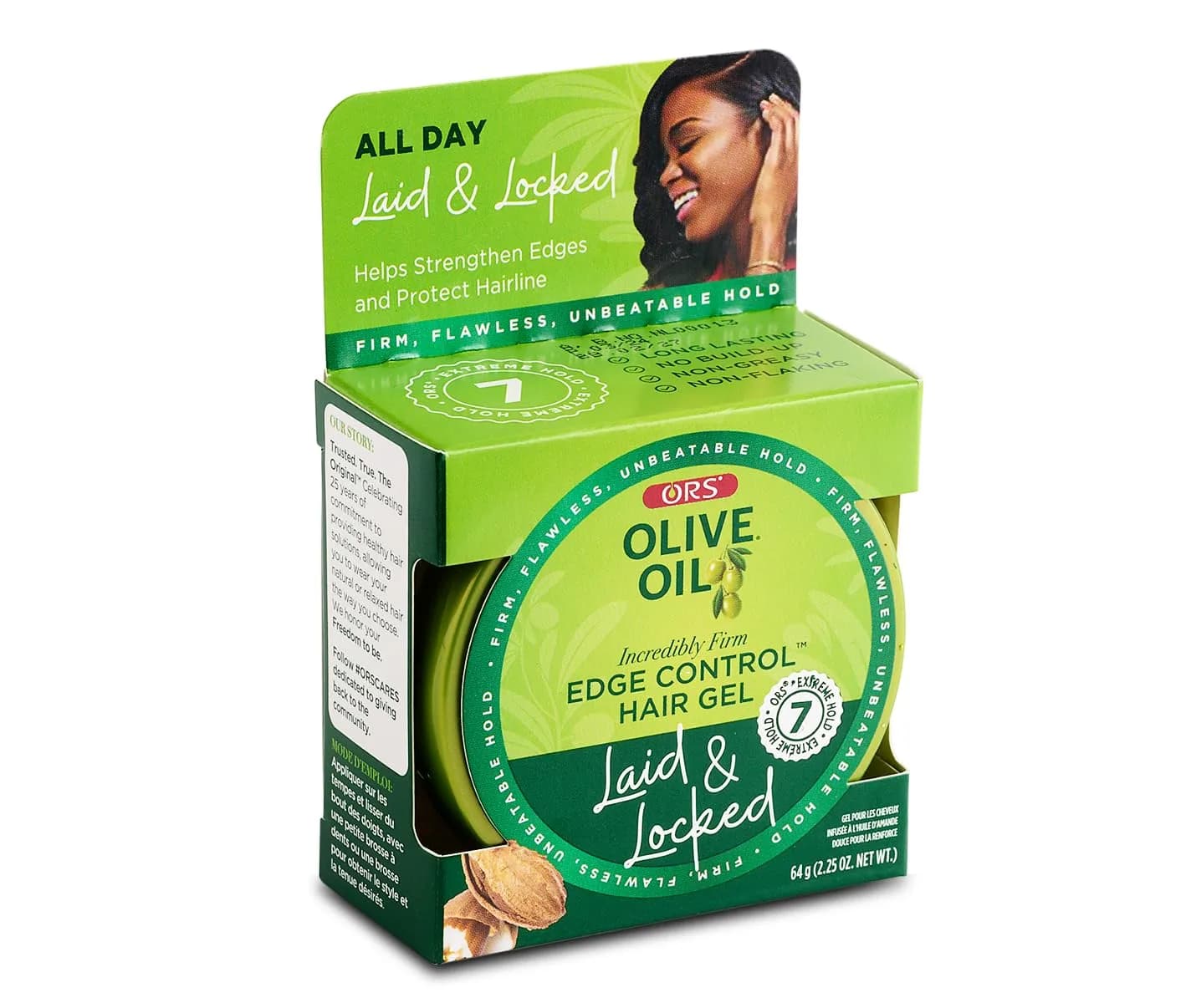 ORS Olive Oil Edge Control Hair Gel with Sweet Almond Oil 65ml (2.25 oz) | Extra Hold for All Hair Textures — no color