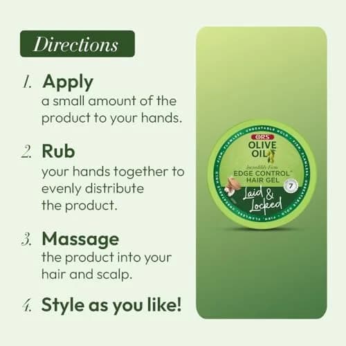 ORS Olive Oil Edge Control Hair Gel with Sweet Almond Oil 65ml (2.25 oz) | Extra Hold for All Hair Textures thumbnail 10