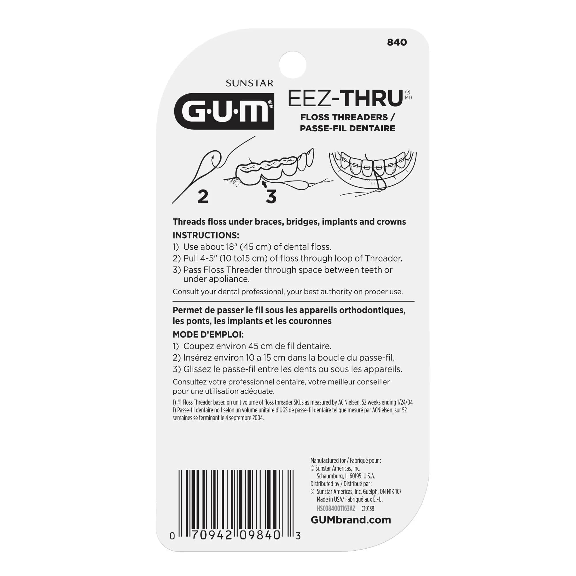 GUM EEZ-Thru Floss Threaders 25 Count | Dentist Recommended for Braces, Bridges & Implants - view 5