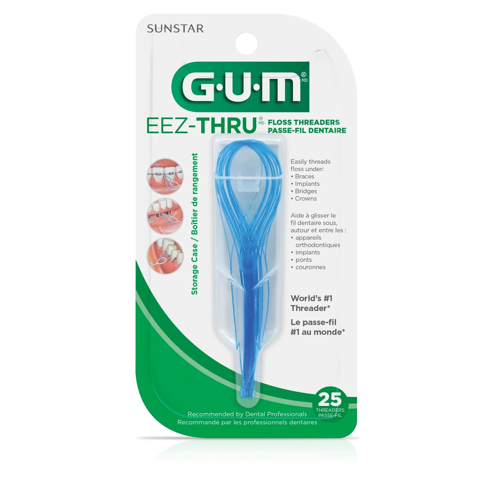 GUM EEZ-Thru Floss Threaders 25 Count | Dentist Recommended for Braces, Bridges & Implants - view 4