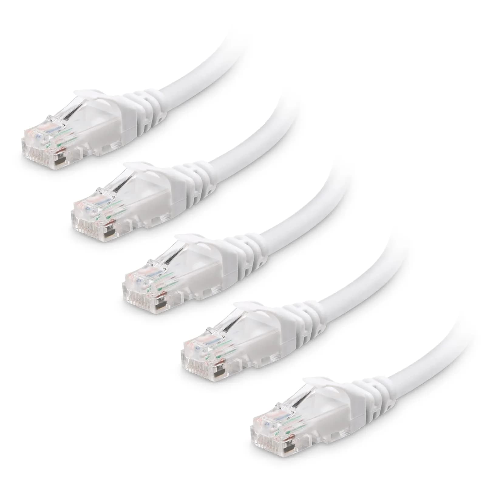 Cable Matters 10Gbps 5-Pack Snagless Cat 6 Ethernet Cable, 10ft, White | Future-Proof Gigabit & 10G Ethernet