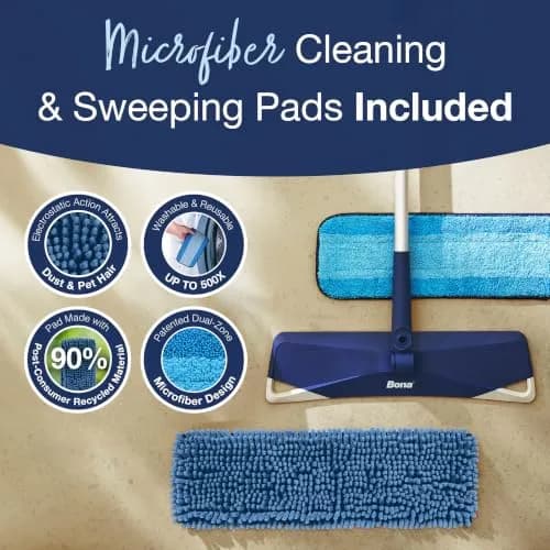 Bona Microfiber Sweep & Clean Mop for Multi-Surface Floors | Versatile, Adjustable, Reusable thumbnail 4