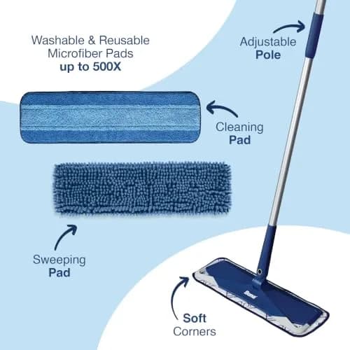 Bona Microfiber Sweep & Clean Mop for Multi-Surface Floors | Versatile, Adjustable, Reusable thumbnail 2