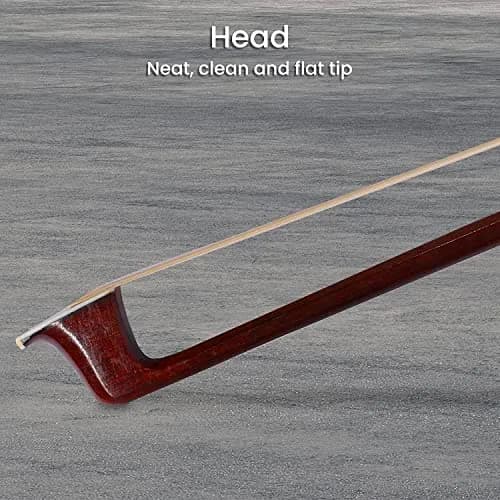 adm 4/4 Full Size Student Violin Bow with Horsehair, Brazilwood, Ebony Frog, Pearl Eye, Pearl Slide, Brown thumbnail 3