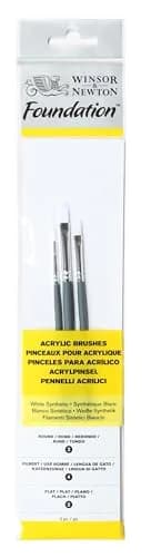 Winsor & Newton Foundation Acrylic Brush Set, SH, 3 Pack | Synthetic Bristles for Acrylic & Oil Painting thumbnail 1