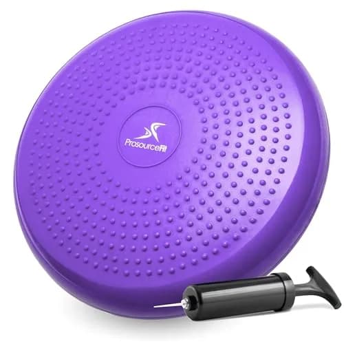 ProsourceFit Core Balance Disc Trainer, 14" Diameter with Pump for Fitness, Balance & Seating; Wobble Board for Core Stability; Flexible Floor Cushions for Kids, Purple thumbnail 1