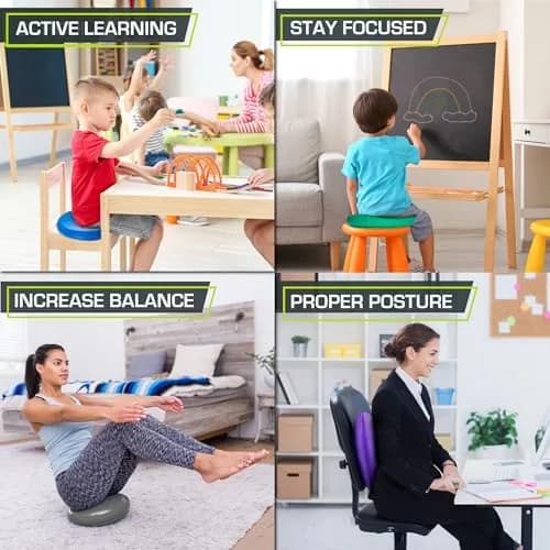 ProsourceFit Core Balance Disc Trainer, 14" Diameter with Pump for Fitness, Balance & Seating; Wobble Board for Core Stability; Flexible Floor Cushions for Kids, Purple thumbnail 4