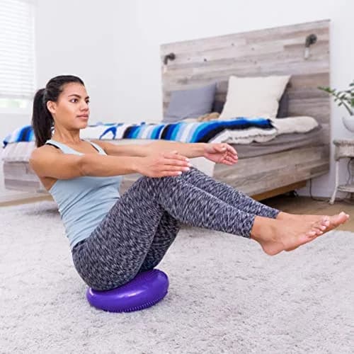 ProsourceFit Core Balance Disc Trainer, 14" Diameter with Pump for Fitness, Balance & Seating; Wobble Board for Core Stability; Flexible Floor Cushions for Kids, Purple thumbnail 6