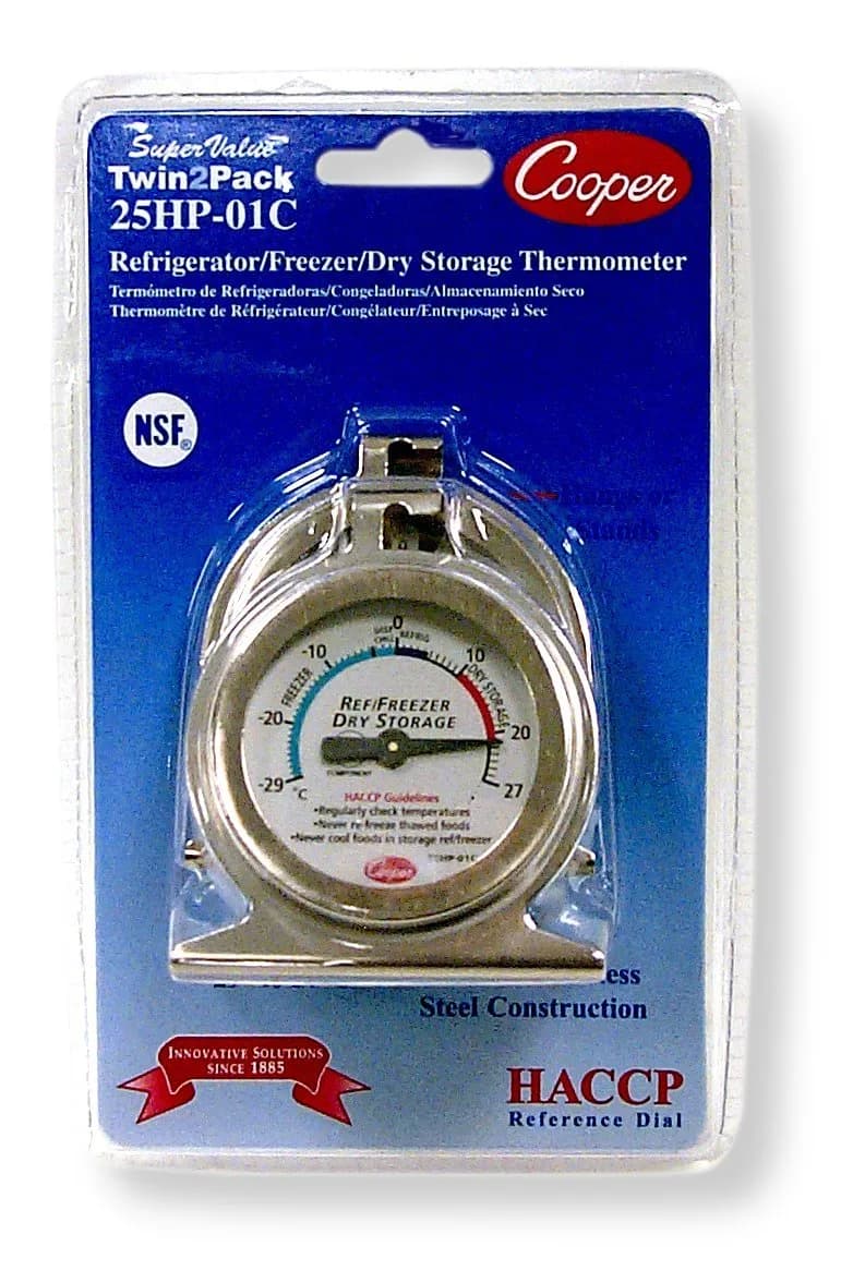 Cooper-Atkins Bi-Metal Refrigerator/Freezer Thermometer -29/27°C (Pack of 2) | NSF Certified HACCP Guideline — Silver