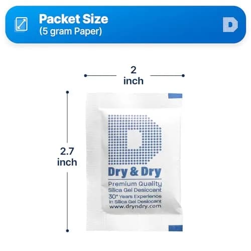 Dry & Dry 5 Gram Silica Gel Packets (50 Count) | Rechargeable Moisture Absorbers for Food, Electronics, 3D Filament & Safes thumbnail 6