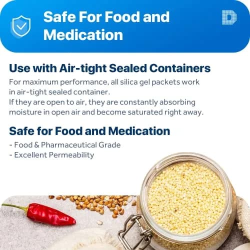 Dry & Dry 2 Gram Silica Gel Packets | Rechargeable Moisture Absorbers for Food & Electronics thumbnail 3