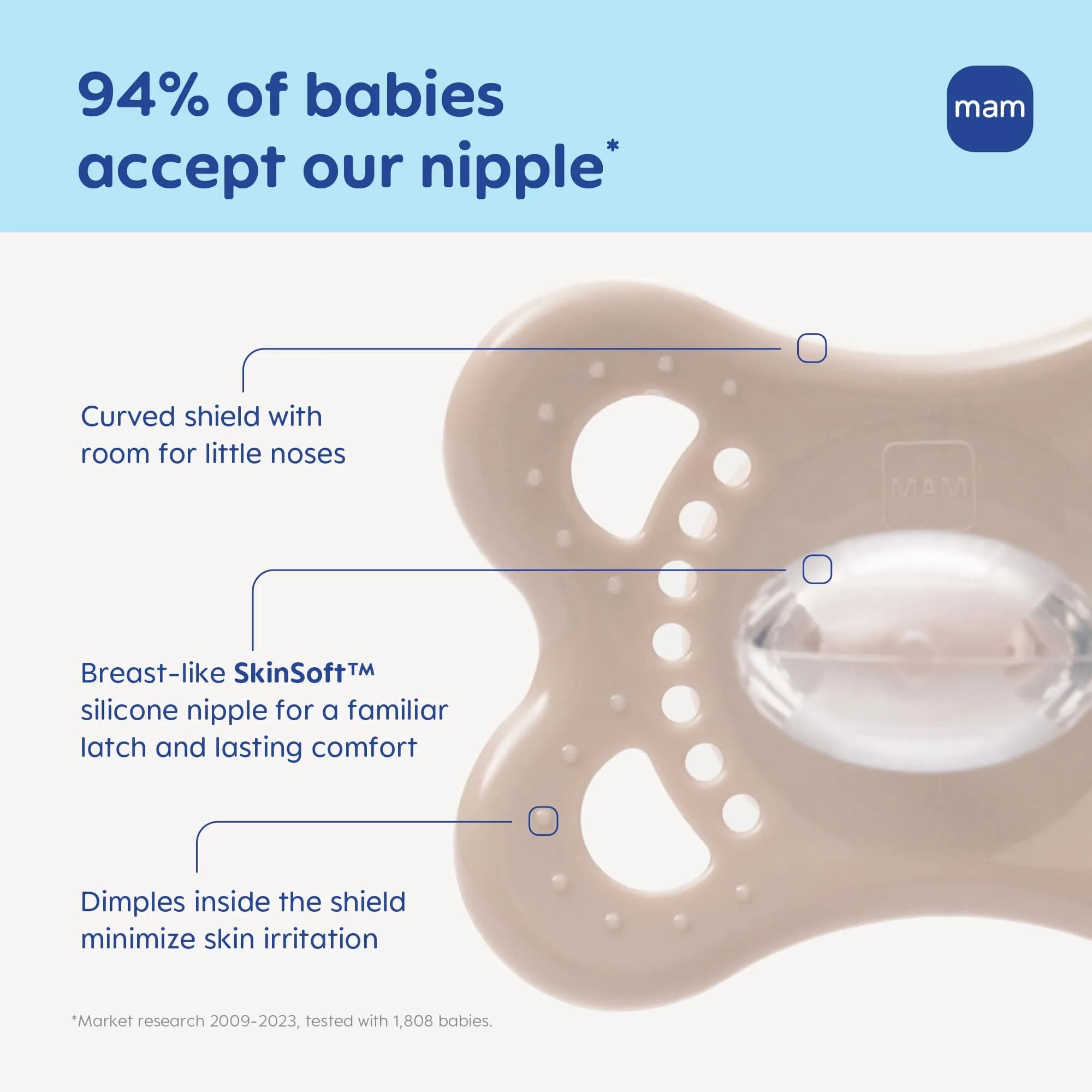MAM Original Baby Pacifiers 0-6 Months, Glow-in-the-Dark, 2-Pack | Developed with Pediatric Dentists - view 3